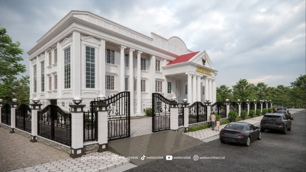 Fasad Gedung Inspektorat Kabupaten Temanggung Dengan Kolom Klasik Yang Megah
